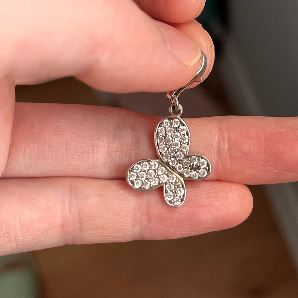 Sterling silver cubic zirconia butterfly charm